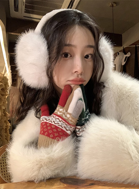可爱毛绒绒耳罩女冬季