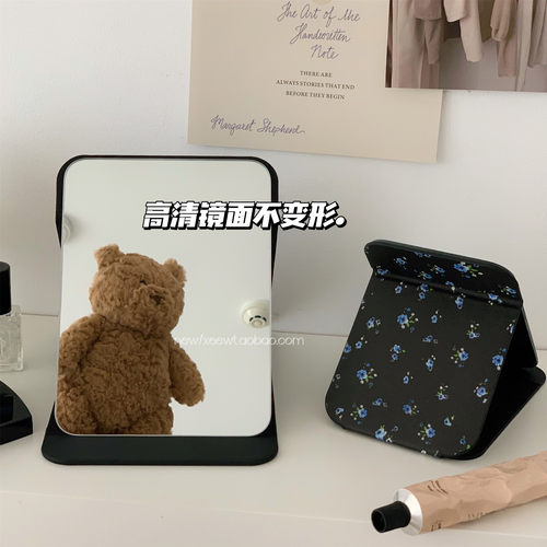 BM碎花系列！复古折叠小镜子化妆镜便携学生宿舍台式桌面梳妆镜 - 图1