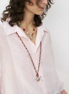 满足鸟立体编织红绳毛衣链感百搭时尚吊坠新年个性小鸟项链