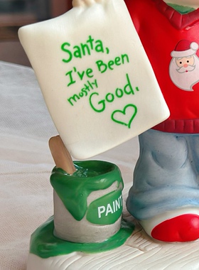 陶瓷刷油漆男孩和小狗摆件