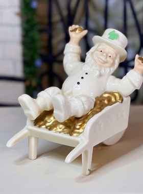 陶瓷背带裤圣诞老人摆件