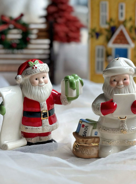 持续瓷生出口陶瓷圣诞老人圣诞树火车箱调料罐礼物盒布袋节日礼品