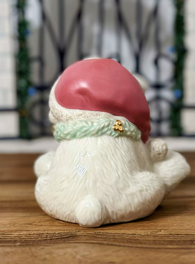 花环雪人红帽子熊摆件家居装饰品