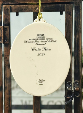 持续瓷生 挂件陶瓷红手套雪花雪人圣诞树描金椭圆少件瑕疵装饰品