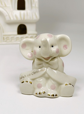 陶瓷红蓝动物小象摆件家居