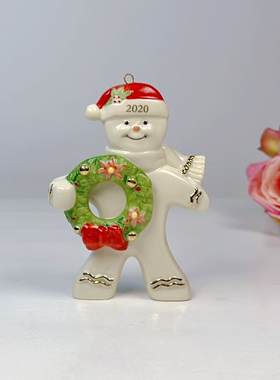 Lenox陶瓷圣诞花环圣诞帽雪人