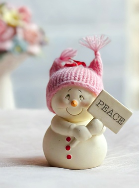 持续瓷生Department56陶瓷雪娃雪宝宝蓬蓬裙粉色帽子创意工艺品