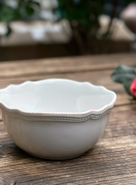 出口珍珠灰白做旧波浪平盘