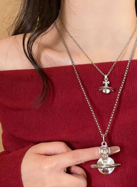 法式气质立体土星项链女2026新款叠戴毛衣链高级感星球吊坠配饰