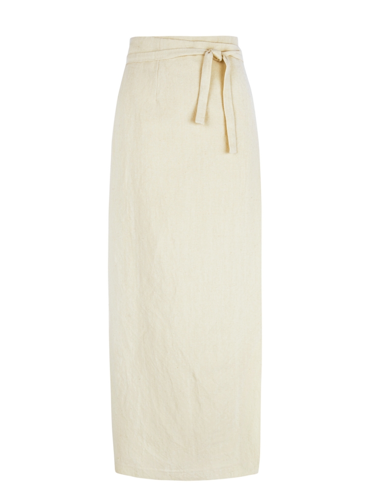【七折】Cha 官方 | Cortana UNDO 香草白羊毛混纺系带高腰半裙 - 图3