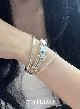 女童嘻哈hiphop朋克星手链叠戴潮酷手链儿童街舞爵士舞走秀个性