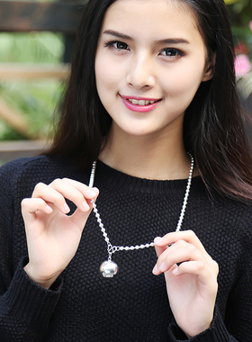 足银银短款吊坠时尚风复古毛衣链