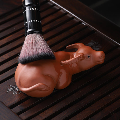 紫砂水牛茶宠摆件牛转乾坤茶玩招财生肖卧牛精品茶桌陶瓷风水可养 - 图2