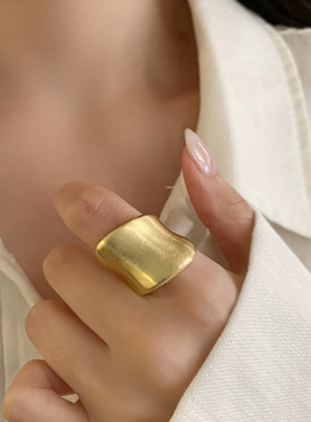 重工金属拉丝开口嘻哈食指戒女