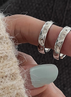 S925镀银独特设计感破碎感戒指女个性时尚网红创意开口指环小众百