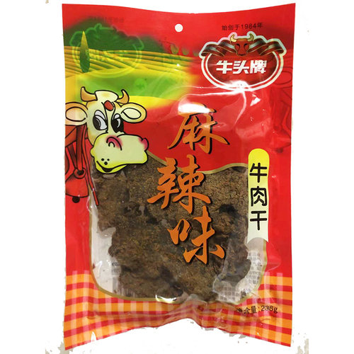 新日期贵州特产牛头牌牛肉干五香麻辣味片状型238克好吃休闲零食 - 图1