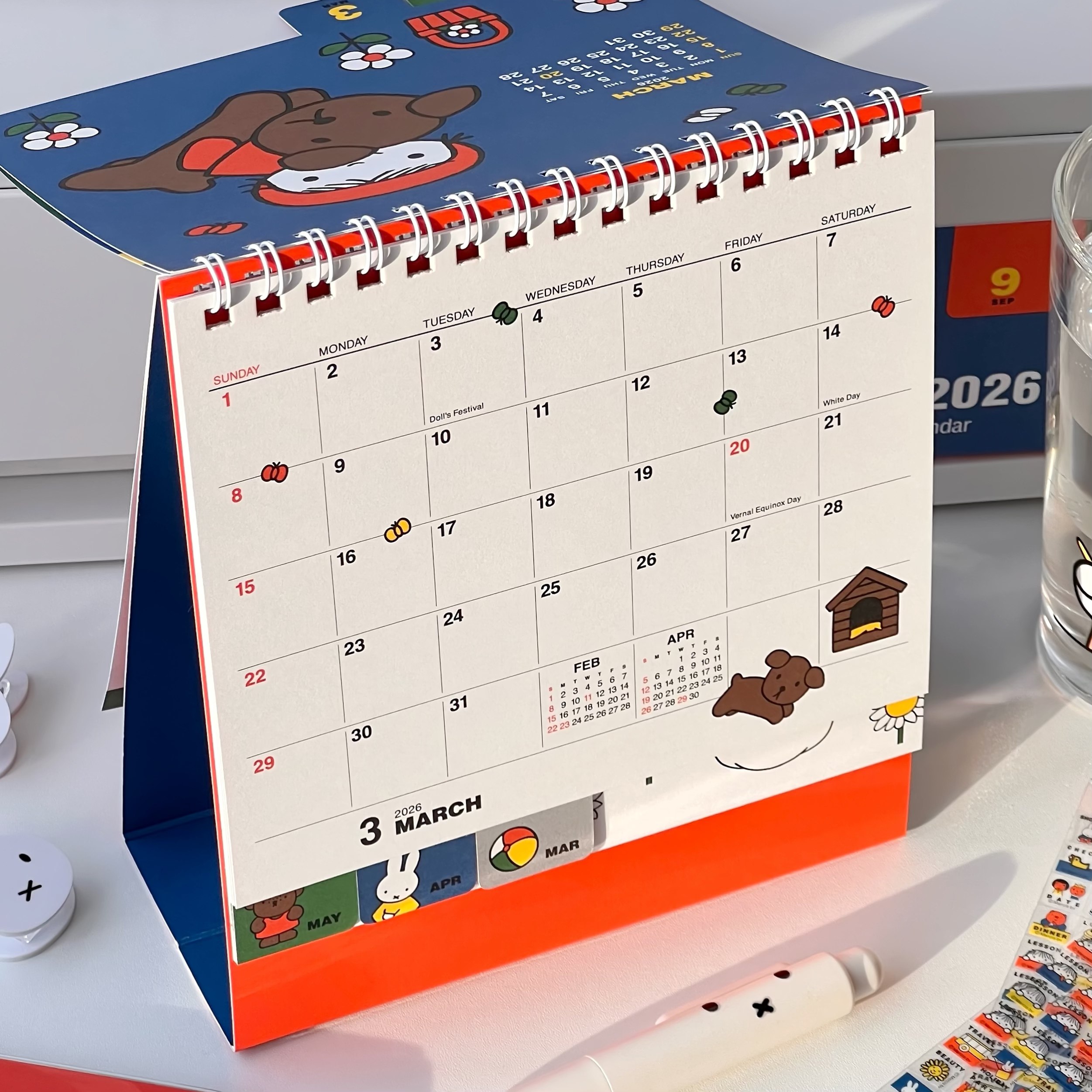 2026米菲台历可爱高颜值桌面摆件卡通日常规划手账学生翻页日历,淘宝优惠券,粉丝福利购,淘宝优惠卷