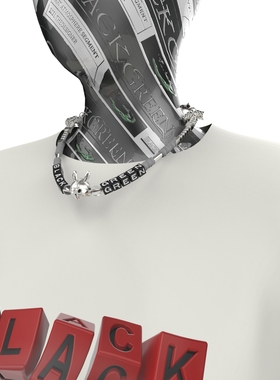 项链兔耳朵字母方块趣味项链吊坠