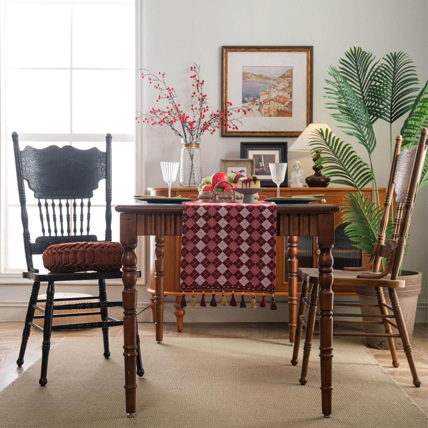 时尚长条格子桌旗新年喜庆圣诞装饰氛围感长条桌布茶几电视柜鞋柜,淘宝优惠券,粉丝福利购,淘宝优惠卷