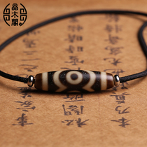 Natural Old Mine Tibet Three Eye Celestial Beads Necklace Pendant between men and women to pure large energy with the same deposit fax ornament This life of the year