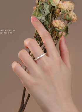 S999纯银情侣磨砂素戒指开口一对