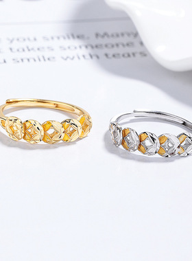 八方来财｜S925五帝铜钱币戒指女银镀18K金轻奢高级招财转运指环