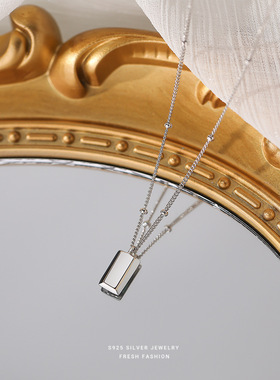 暴富｜S925纯银金砖小金条项链女原创设计吊坠锁骨颈链送女友招财