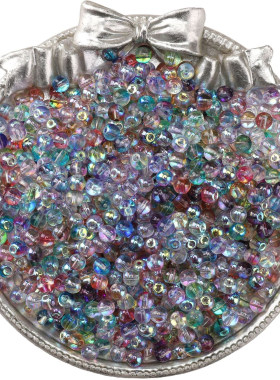 4mm双色极光圆珠玻璃米珠散珠子手工diy手链串珠材料