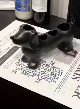 3d打印可爱腊肠小狗牙刷置物架洗漱台卫生间牙膏化妆刷笔收纳架潮