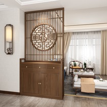 New Chinese solid wood screen partition living room entrance door shielded into the family home Fueword door hall Xuanguan cabinet Shoe cabinet One body