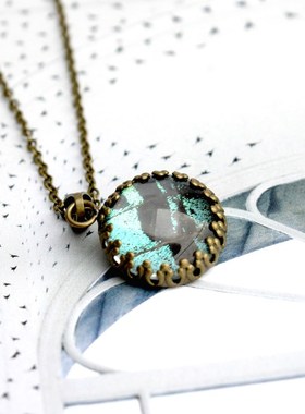 蝴蝶翅膀标本纯手工制作吊坠项链