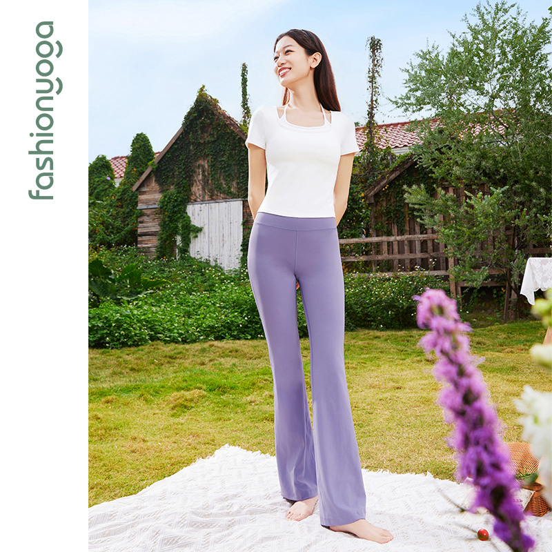 凡圣瑜伽服春夏新款健身运动一体杯假两件挂脖短袖T恤上衣FC15318 - 图2