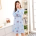 Phiên bản Hàn Quốc của đồ ngủ cotton dài tay nữ mùa xuân và mùa thu váy ngủ rộng kích thước lớn ngọt ngào và đáng yêu sinh viên tươi có thể mặc mùa đông - Đêm đầm váy đầm dễ thương Đêm đầm