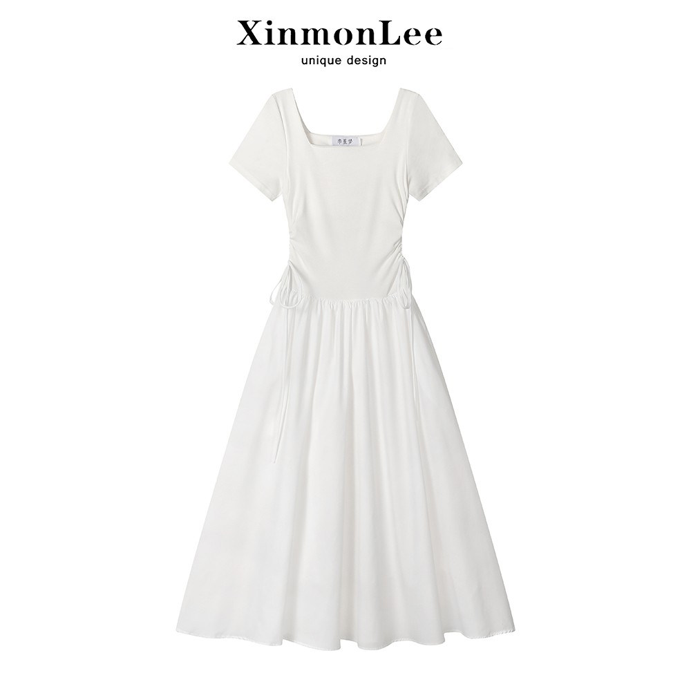 XinmonLee法式温柔a字连衣裙女夏季新款设计感气质收腰显瘦长裙子
