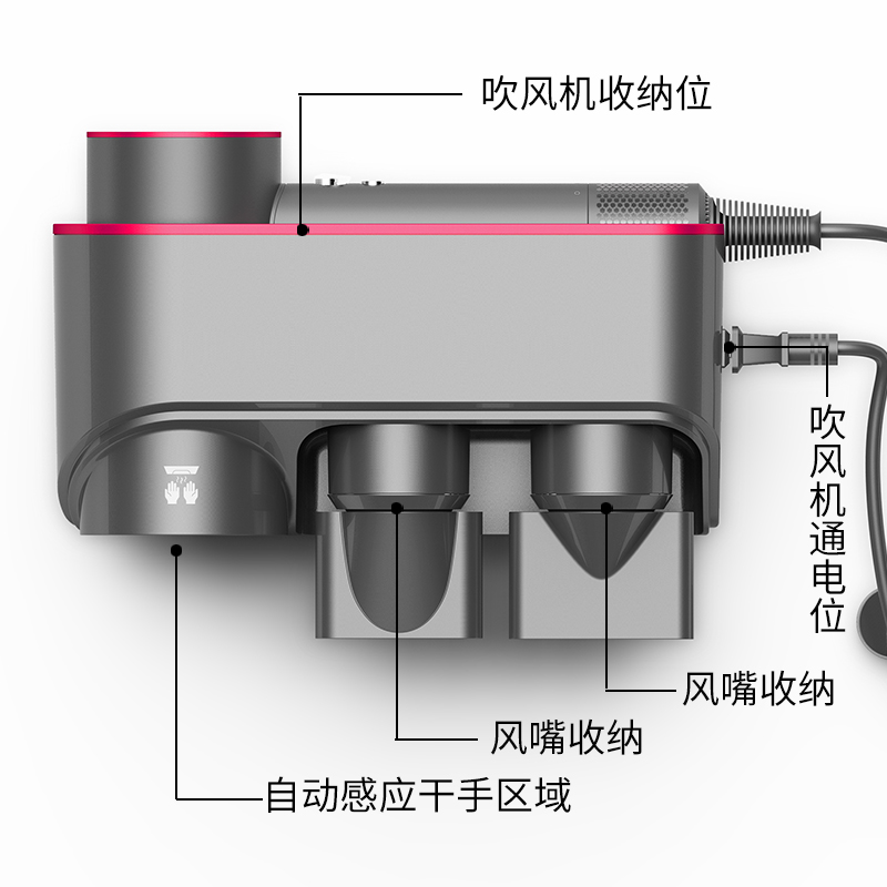 适配戴森吹风机收纳架秒变干手机烘手机dyson多功能架子免打孔