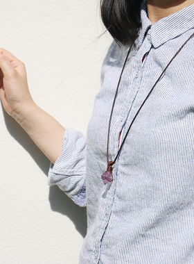 原创水晶天然萤石吊坠项链