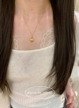 「祈愿果」双面戴拉丝苹果项链小众高级锁骨链新年礼物轻奢毛衣链