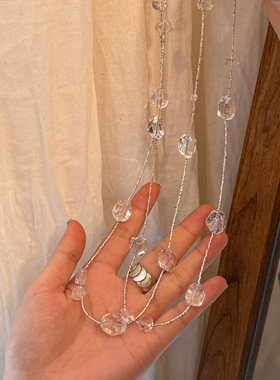 泰国手工银S925纯银白水晶项链