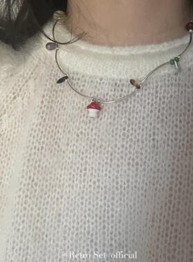 原创琉璃纯银女项链小众