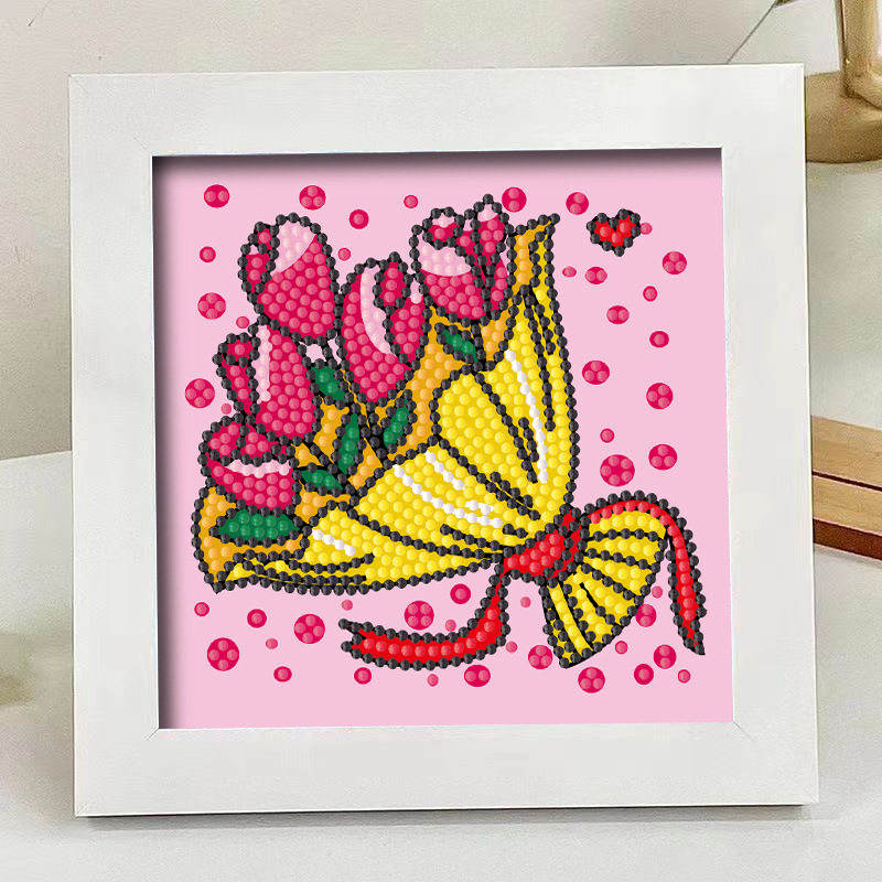 母亲节礼物送妈妈钻石贴画儿童手工diy材料包幼儿园5D钻石画贴纸