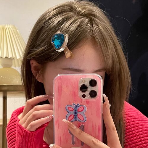 一颗扑通buling桃心~甜酷水钻爱心发夹侧边刘海发卡丸子头饰发饰 - 图3