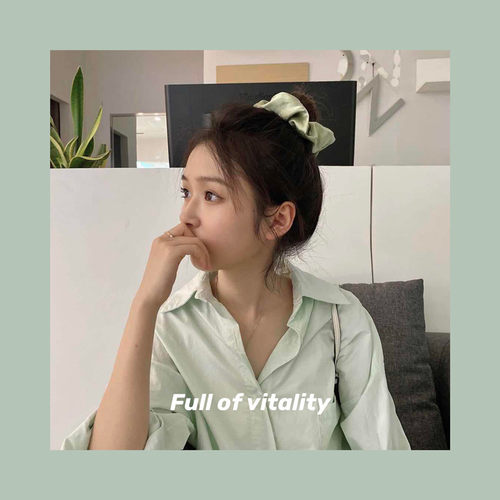 IU满满彩色BM缎面大肠发圈jennie宋妍霏同款虞书欣苹果绿纯色发绳 - 图0