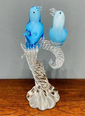 批发淄博琉璃双鸟摆件装饰品高摆件