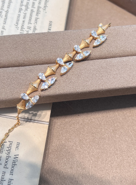 925银镀金竹节手链手饰轻奢高级感钻饰小众设计ins风闺蜜女友礼物