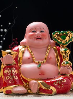 家居客厅陶瓷大肚笑弥勒佛