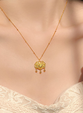 金町福禄如意锁纯银平安锁项链女999足银正品新中式国风长命锁包