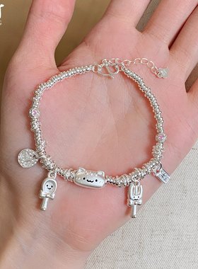 金町法棍猫叉星手链女生纯银999足银手工盘缠多宝手串轻奢小众