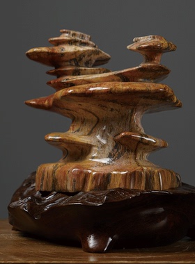 桌上摆件木化石装饰品新中式