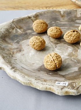 欧式客厅家用干果盘木化石装饰盘子餐桌摆设ins风摆盘下午茶点心