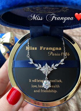 法国轻奢JUICY DREAMS幸运月桂花枝繁花莫桑钻纯银许愿礼物项链